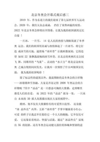 2022年冬奥会开幕式观后感（2022冬奥会观后感600字）