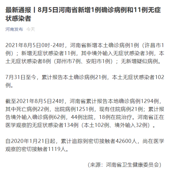 31省区市新增本土确诊1例 在河南（河南新增本土病例1个详情）