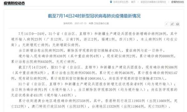 31省份新增疫情最新消息，31省份今天新增疫情情况
