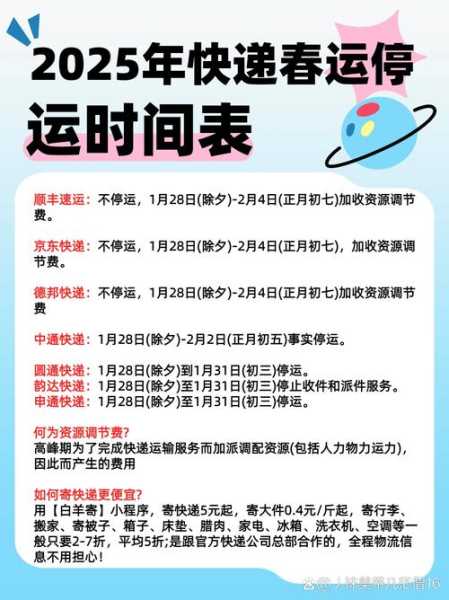 今年快递停运时间2024，2025快递停运时间