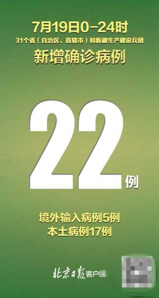 31省份新增确诊22例 本土3例，31个省今天新增多少例
