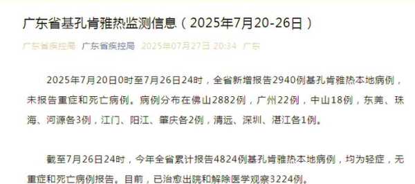 广东最新疫情最新消息，基孔肯雅热疫情最新情况